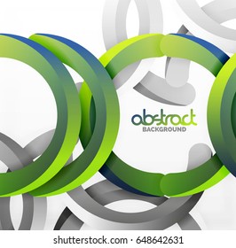 Modern 3d geometrical style background, green arch circular lines. Vector template