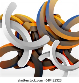 Modern 3d geometrical style background, arch circular lines. Vector template
