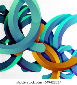Moderno fondo de estilo geométrico 3d, líneas circulares en arco. Plantilla de vector