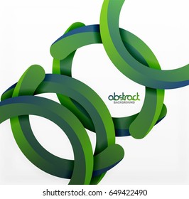 Modern 3d geometrical style background, green arch circular lines. Vector template