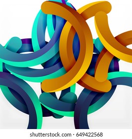 Fundo de estilo geométrico 3D moderno, linhas circulares de arco. Modelo de vetor
