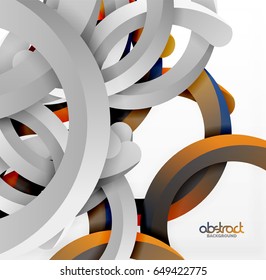 Modern 3d geometrical style background, arch circular lines. Vector template