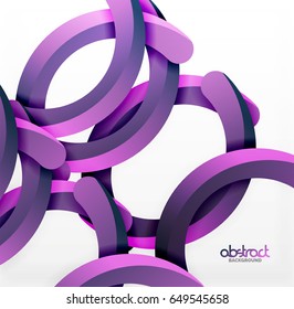 Moderner 3D-geometrischer Hintergrund, kreisförmige Bogenlinien. Vektorgrafik-Vorlage