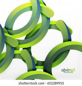 Moderner, geometrischer, 3D-Hintergrund, kreisförmige grüne Linien. Vektorgrafik-Vorlage