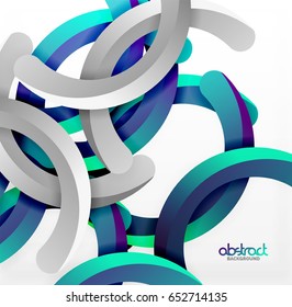Moderner 3D-geometrischer Hintergrund, kreisförmige Bogenlinien. Vektorgrafik-Vorlage
