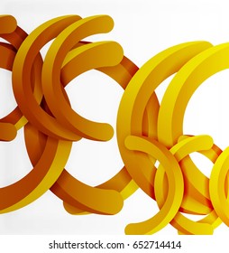 Modern 3d geometrical style background, orange arch circular lines. Vector template