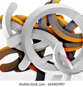 Moderno fondo de estilo geométrico 3d, líneas circulares en arco. Plantilla de vector