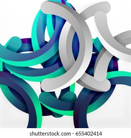 Modern 3d geometrical style background, arch circular lines. Vector template
