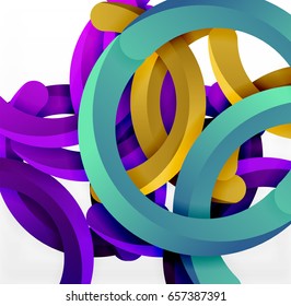 Moderno fondo de estilo geométrico 3d, líneas circulares en arco. Plantilla de vector