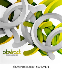 Moderno fondo de estilo geométrico 3d, líneas circulares en arco. Plantilla de vector