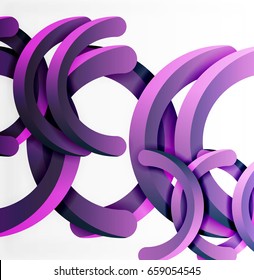 Moderner 3D-geometrischer Hintergrund, kreisförmige Bogenlinien. Vektorgrafik-Vorlage