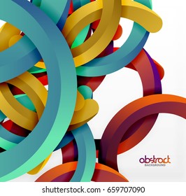 Moderno fondo de estilo geométrico 3d, líneas circulares en arco. Plantilla de vector