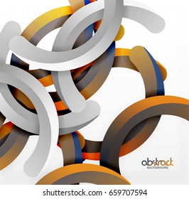 Modern 3d geometrical style background, arch circular lines. Vector template