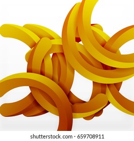 Modern 3d geometrical style background, orange arch circular lines. Vector template