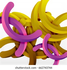 Moderner 3D-geometrischer Hintergrund, kreisförmige Bogenlinien. Vektorgrafik-Vorlage