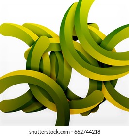 Moderner 3D-geometrischer Hintergrund, kreisförmige Bogenlinien. Vektorgrafik-Vorlage