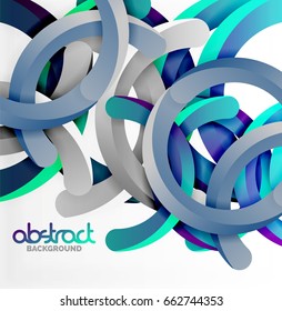 Moderno fondo de estilo geométrico 3d, líneas circulares en arco. Plantilla de vector