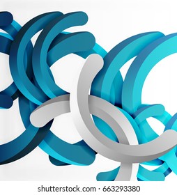 Moderner 3D-geometrischer Hintergrund, kreisförmige Bogenlinien. Vektorgrafik-Vorlage