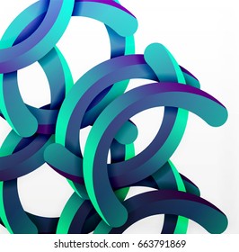 Moderner 3D-geometrischer Hintergrund, kreisförmige Bogenlinien. Vektorgrafik-Vorlage