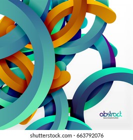 Moderno fondo de estilo geométrico 3d, líneas circulares en arco. Plantilla de vector