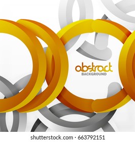 Modern 3d geometrical style background, orange arch circular lines. Vector template