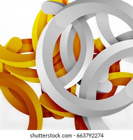 Modern 3d geometrical style background, orange arch circular lines. Vector template