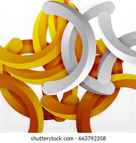 Modern 3d geometrical style background, orange arch circular lines. Vector template