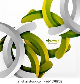 Moderno fondo de estilo geométrico 3d, líneas circulares en arco. Plantilla de vector