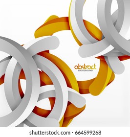 Modern 3d geometrical style background, orange arch circular lines. Vector template
