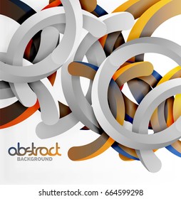 Moderno fondo de estilo geométrico 3d, líneas circulares en arco. Plantilla de vector
