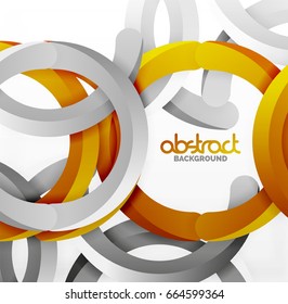 Modern 3d geometrical style background, orange arch circular lines. Vector template