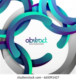 Modern 3d geometrical style background, arch circular lines. Vector template