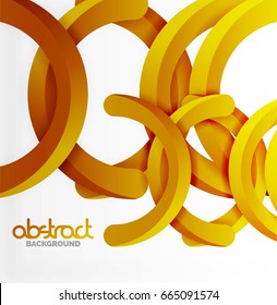 Moderno fondo de estilo geométrico 3d, líneas redondeadas de arco anaranjado. Plantilla de vector