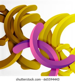 Moderno fondo de estilo geométrico 3d, líneas circulares en arco. Plantilla de vector