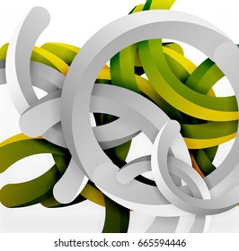 Moderno fondo de estilo geométrico 3d, líneas circulares en arco. Plantilla de vector