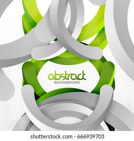 Moderner 3D-geometrischer Hintergrund, kreisförmige Bogenlinien. Vektorgrafik-Vorlage