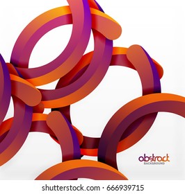 Fundo de estilo geométrico 3D moderno, linhas circulares de arco. Modelo de vetor