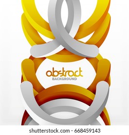 Modern 3d geometrical style background, orange arch circular lines. Vector template
