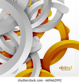 Moderno fondo de estilo geométrico 3d, líneas redondeadas de arco anaranjado. Plantilla de vector