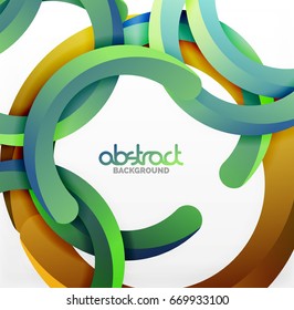 Moderno fondo de estilo geométrico 3d, líneas circulares en arco. Plantilla de vector