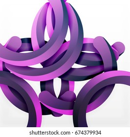 Modern 3d geometrical style background, arch circular lines. Vector template