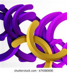 Modern 3d geometrical style background, arch circular lines. Vector template
