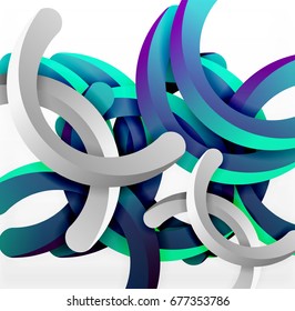 Modern 3d geometrical style background, arch circular lines. Vector template