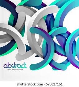 Modern 3d geometrical style background, arch circular lines. Vector template