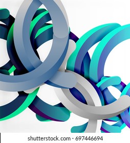 Moderno fondo de estilo geométrico 3d, líneas circulares en arco. Plantilla de vector