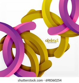 Moderner 3D-geometrischer Hintergrund, kreisförmige Bogenlinien. Vektorgrafik-Vorlage