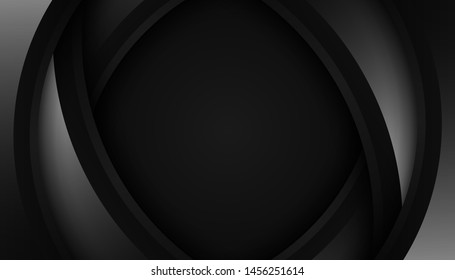 Modern 3d geometry shapes black lines with silver borders on dark background. Luxurious bright silver lines with metal effect style. Vector Illustration