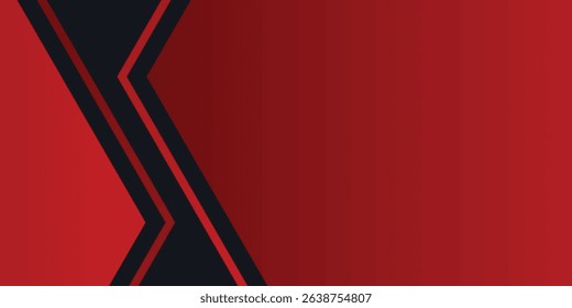 Modern 3d geometry shapes black lines with red borders on dark background. Luxurious bright red lines with metallic effect.