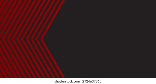 La geometría 3D moderna Formas líneas negras con bordes rojos sobre fondo oscuro. Lujosas líneas rojas brillantes con efecto metálico. 