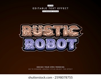 modern 3d glitch rustic robot game logo text effect